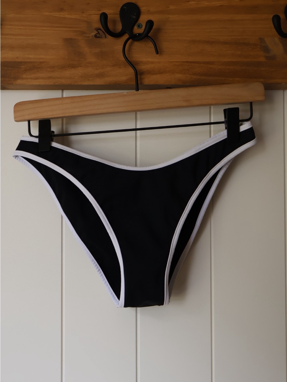 NWT Tropic of C Black Bikini Bottom with White Trim Sz S